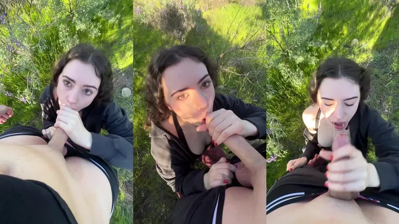 Stella Violet Teases in Risky Outdoor Cock-Sucking Video