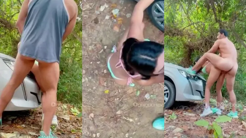 Ahjaponesa X video banging in the woods with a gym stud