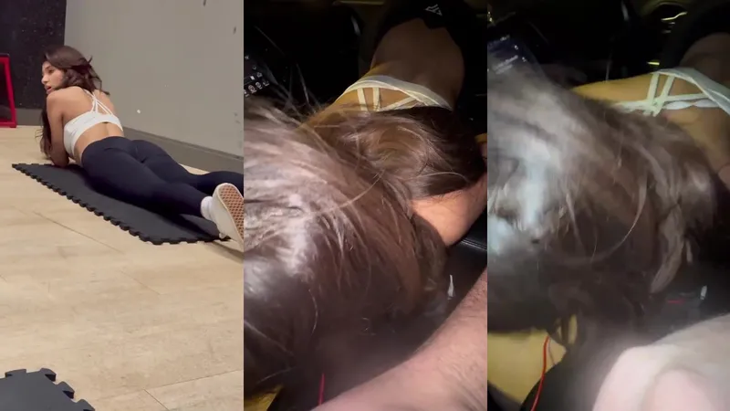 Veronica Diaz Must-Watch video where she gets so wet during her workout she treats him to a steamy blowjob halfway through