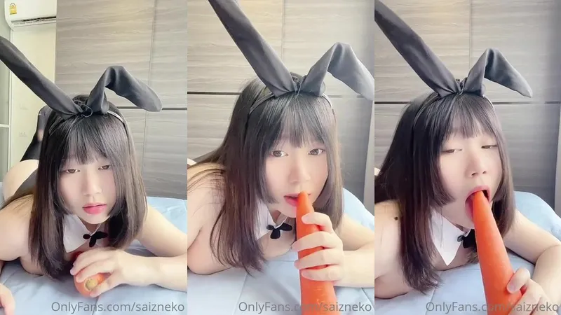 Bunny Saizneko Teases With A Thick Carrot In Must-Watch Video