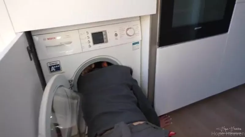 Hope Heaven Teases with a Wet Fuck in the Spin Cycle Washing Machine Video