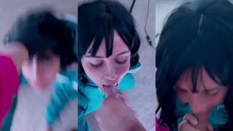 Sunny Ray Teases Guard With A Sloppy Blowjob To Survive In Squid Game Video