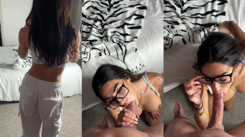 amber mg down on her knees and sucking a big dick