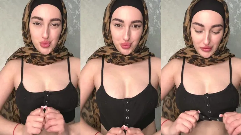 18 Hijabi tease flashes sexy nude tits in lace thong.