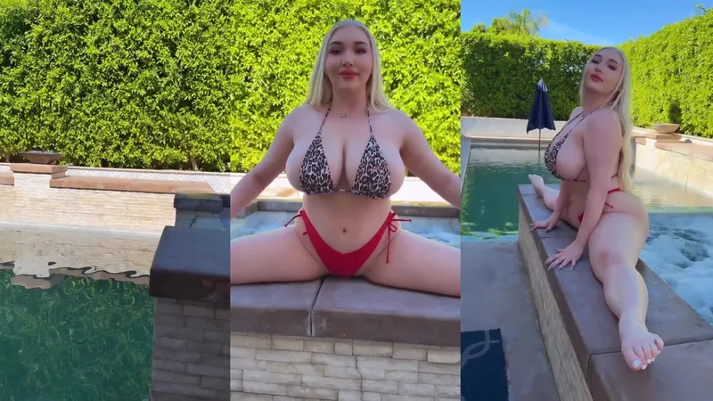 Stretching by the pool