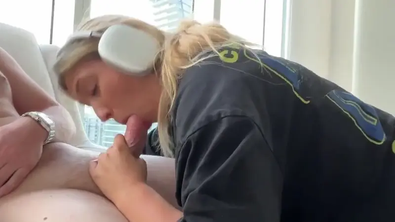 Sylvia Paige Sucks Cock With Headphones On