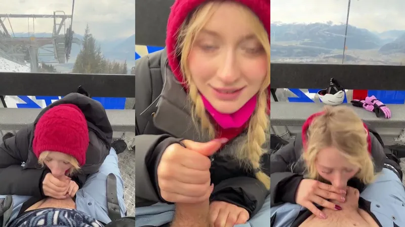 Lena Polanski Sucks Two Cocks On A Ski Lift
