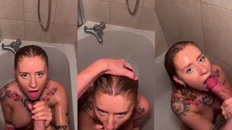 Tattooed Shannonluckxo Gives A Blowjob In The Restroom