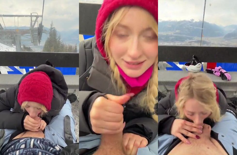 Lena Polanski Gives A Sucking Session On A Ski Lift