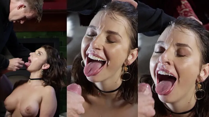 Good girl takes a thick load all over her cute face