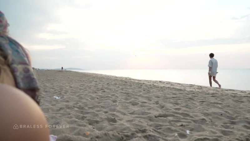 Braless Forever Takes Purple Dildo on the Beach in Public video