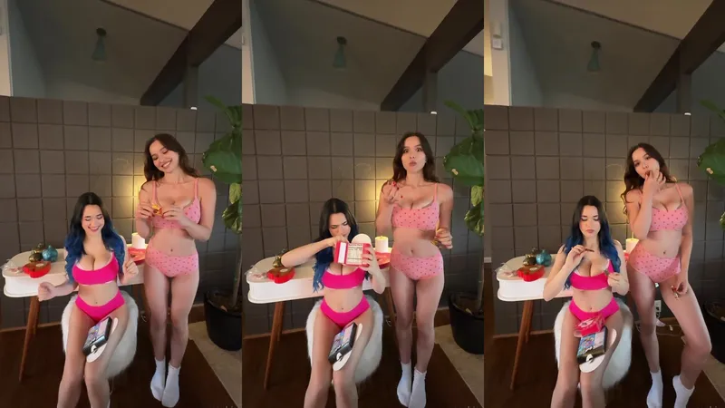 SophieGomez and Petite Cutie in Pink Lingerie Tease with Sensual Moves in Steamy Video