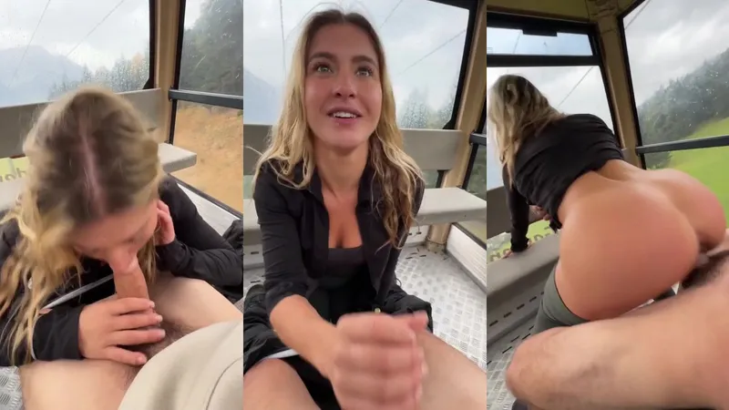 Cocoyogi Gives A Blowjob And Fucks In A Suspended Cable Car