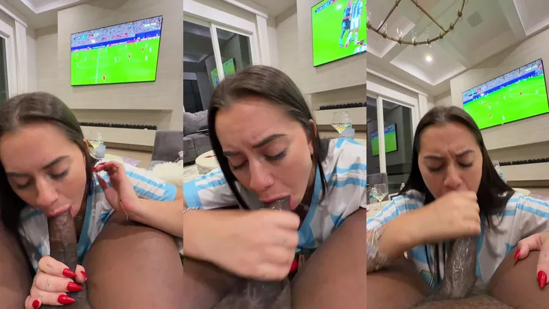 JadeTeen Gives A Blowjob During Football Game