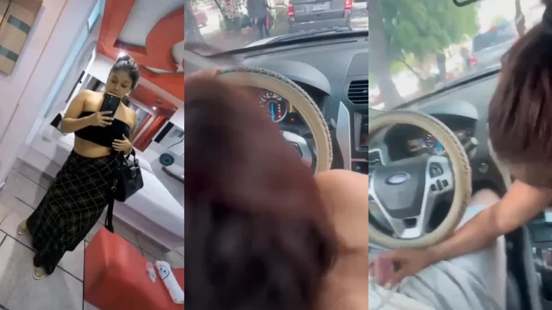 Real honduran street HOOKER giving a blowjob into the car