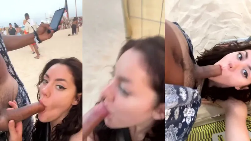 Blowjob on public beach
