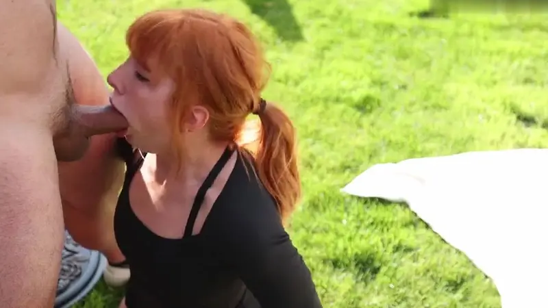 Littlereddoll Sucks Cock Outdoors In The Garden