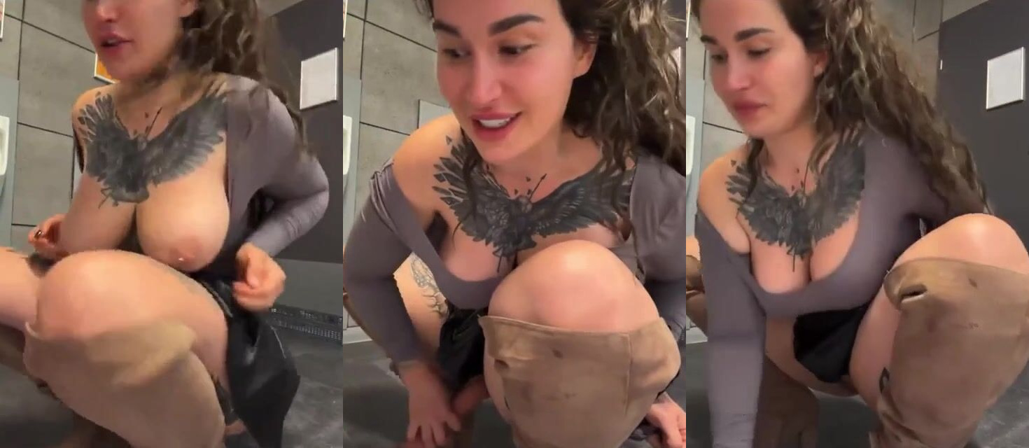 aliatattoogirl aka girlaliatattoo risky masturbation in a public toilet