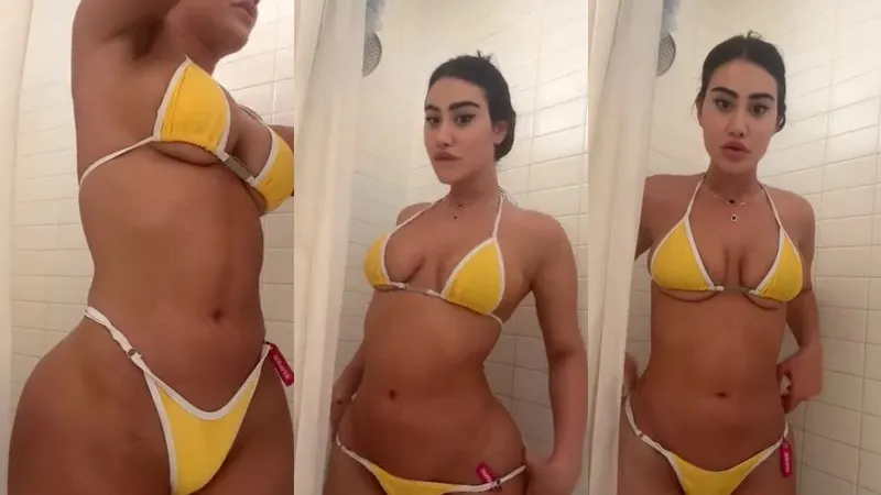 Esterbron Teases In Wet Bikini Under The Shower