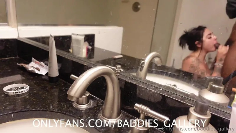 Baddies_Gallery Gorgeous Tattooed Brunette Bitch Sucking a BBC and Getting Drilled in the Bathroom