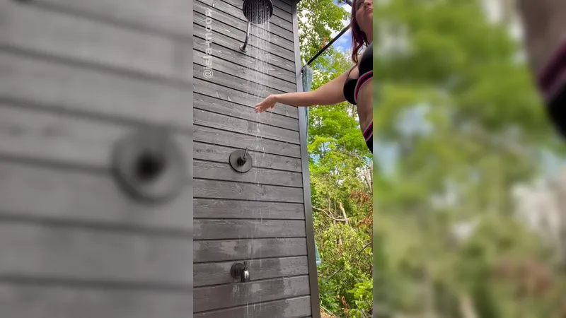 Isla Moon Taking Shower Outside While Stripping and Squeezing Her Big Ass Booty Onlyfans Video
