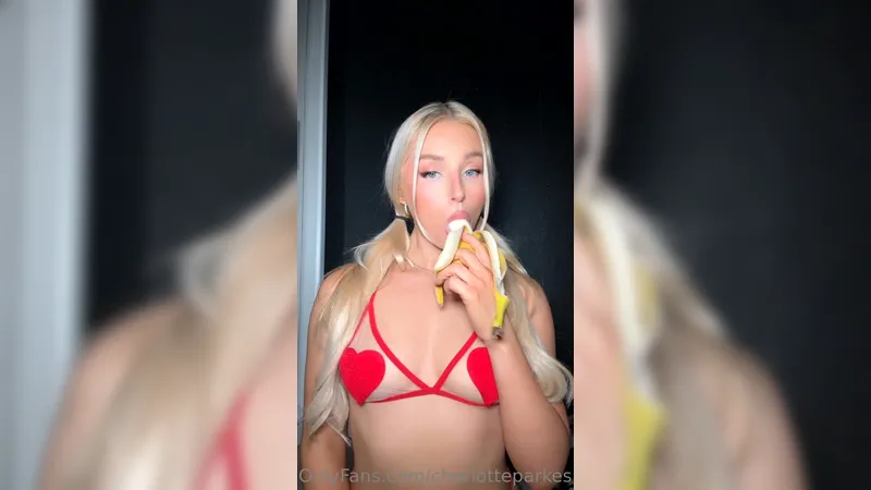 Charlotte Parkes Sucking Banana Wearing Red Bikini Onlyfans Leaked Video